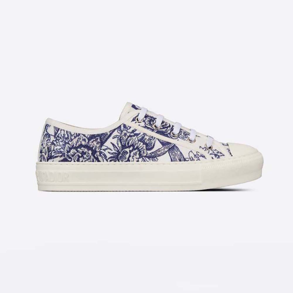 Dior Women Walk'N'Dior Sneaker White and Blue Dior Jardin D'Hiver Embroidered Cotton 1 Dior Women Walk'N'Dior Sneaker White and Blue Dior Jardin D'Hiver Embroidered Cotton