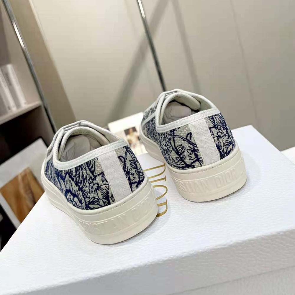 Dior Women Walk'N'Dior Sneaker White and Blue Dior Jardin D'Hiver Embroidered Cotton 9 Dior Women Walk'N'Dior Sneaker White and Blue Dior Jardin D'Hiver Embroidered Cotton - Image 9