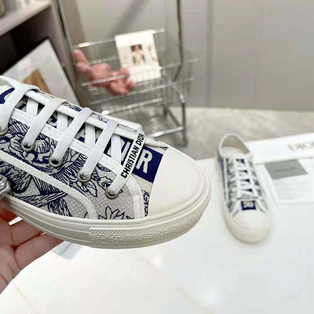 Dior Women Walk'N'Dior Sneaker White and Blue Dior Jardin D'Hiver Embroidered Cotton 10 Dior Women Walk'N'Dior Sneaker White and Blue Dior Jardin D'Hiver Embroidered Cotton - Image 10