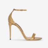 Dolce Gabbana D&G Women Mirrored-Effect Calfskin Sandals-Gold
