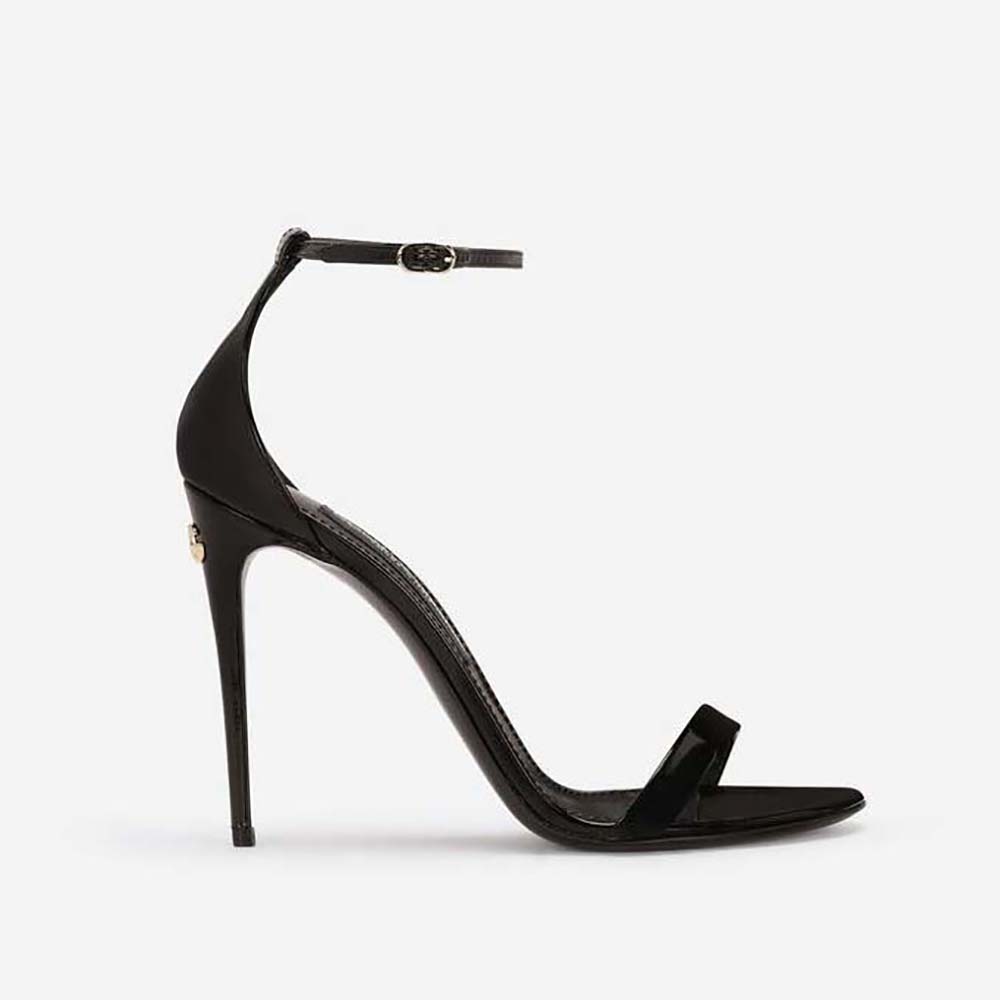 Dolce Gabbana D&G Women Polished Calfskin Sandals-Black