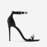 Dolce Gabbana D&G Women Polished Calfskin Sandals with Rhinestones