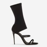 Dolce Gabbana D&G Women Polished Calfskin and Spandex Fabric Sandals
