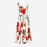 Dolce Gabbana D&G Women Poppy-Print Poplin Dress with Circle Skirt