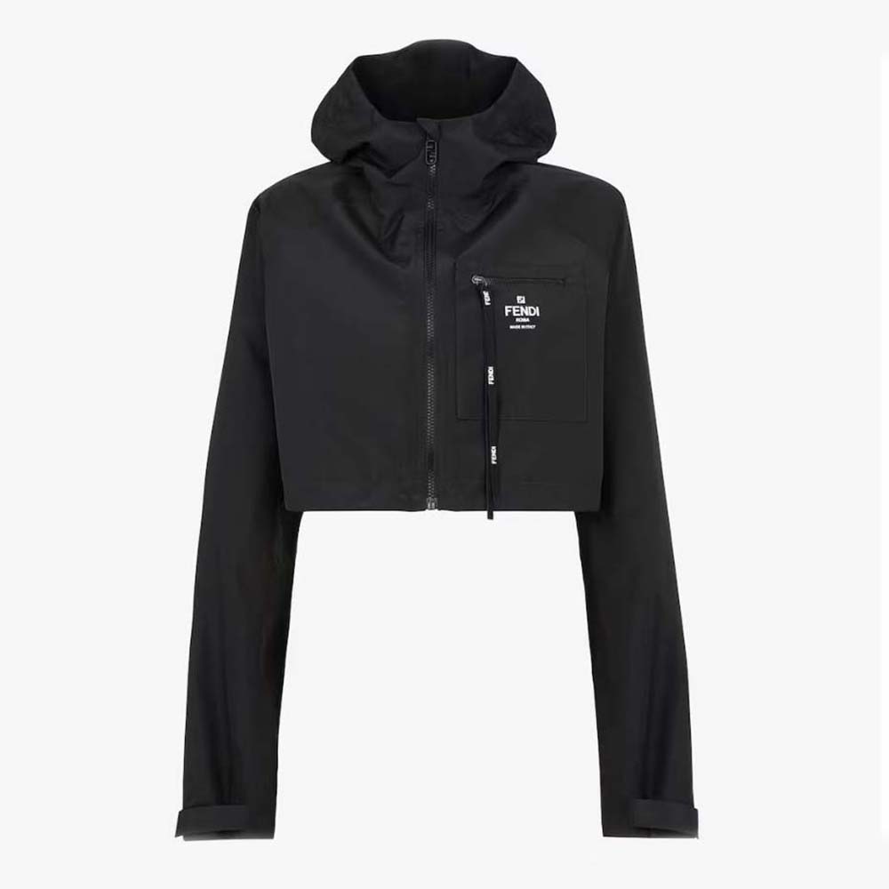 Fendi Women Black Nylon Windbreaker Jacket