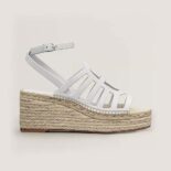 Hermes Women Catalya Espadrille in Calfskin with "Chaine D'Ancre" Motif-White