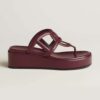 Hermes Women Gipsy Sandal in Nappa Leather-Maroon