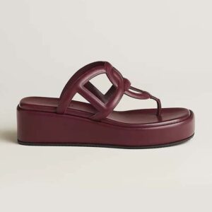 Hermes Women Gipsy Sandal in Nappa Leather-Maroon