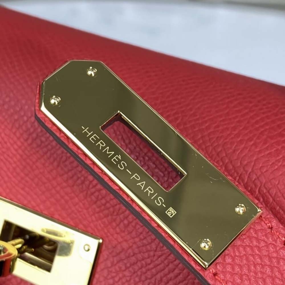 Hermes Women Kelly Bag 28 Epsom Leather-Red 11 Hermes Women Kelly Bag 28 Epsom Leather-Red - Image 11