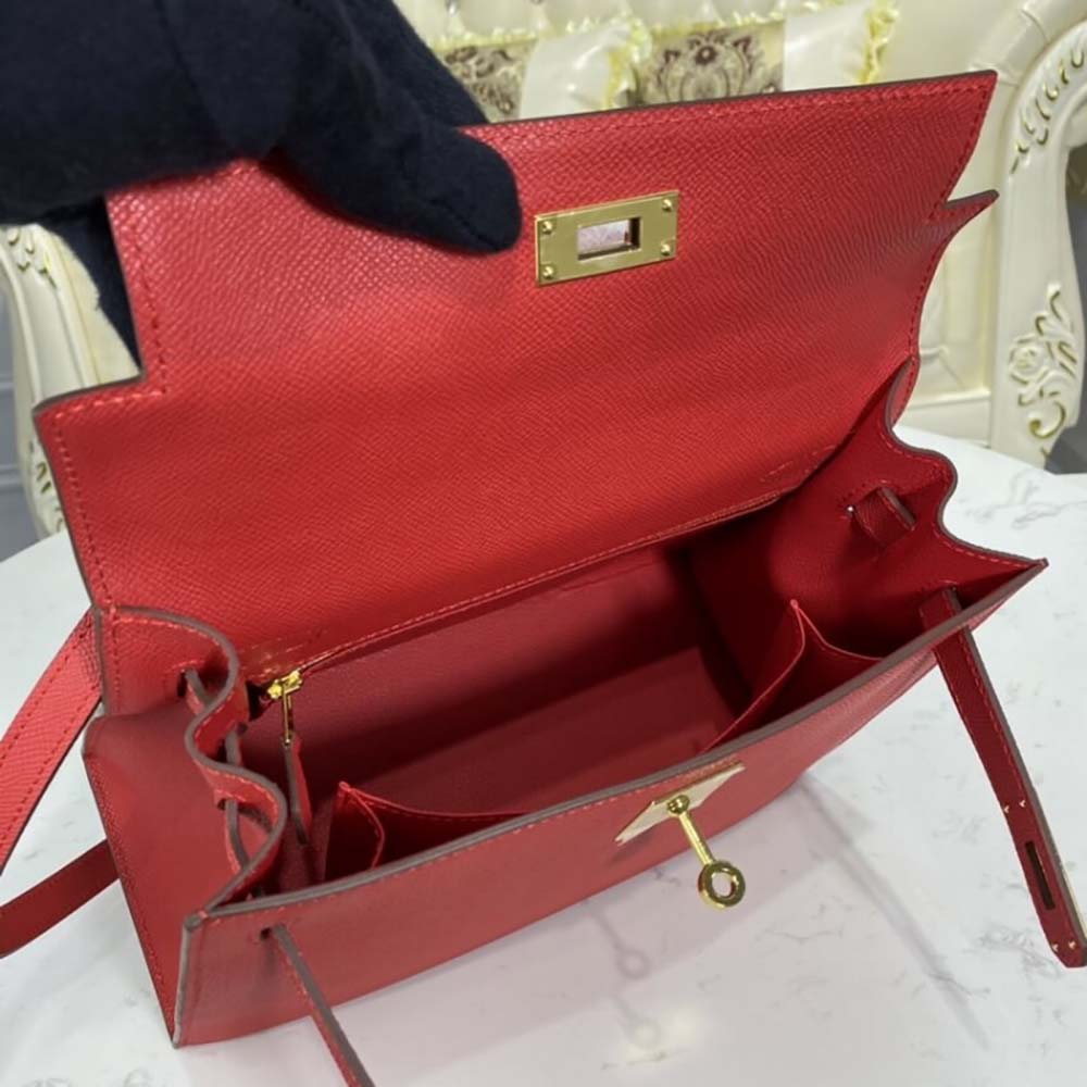 Hermes Women Kelly Bag 28 Epsom Leather-Red 6 Hermes Women Kelly Bag 28 Epsom Leather-Red - Image 6