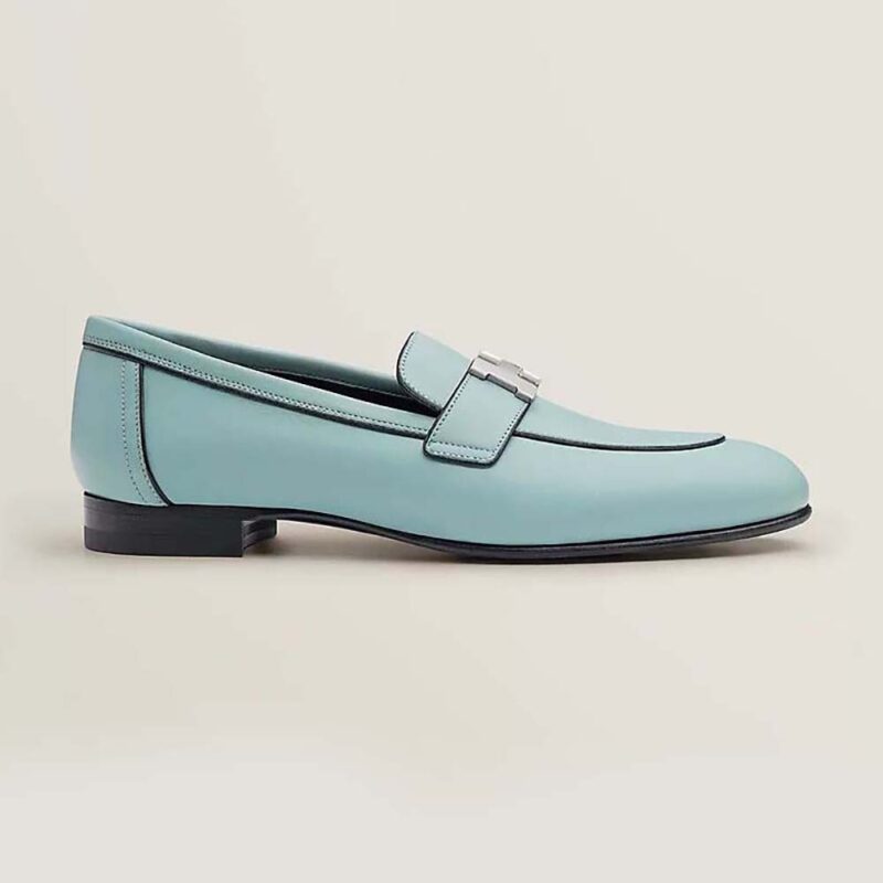 Hermes Women Paris Loafer in Goatskin with PalladiumPlated Signature "H" DetailPink
