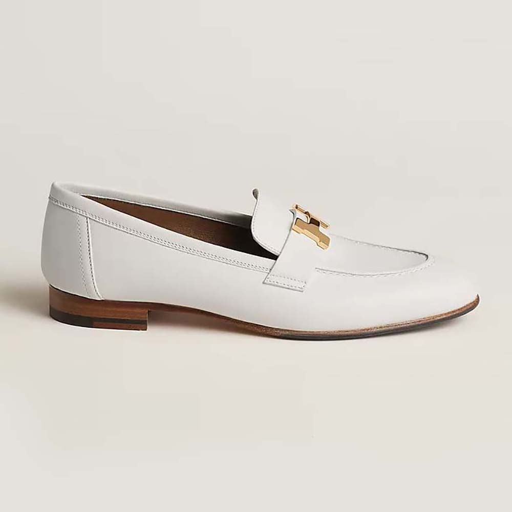 Hermes Women Paris Loafer in Calfskin with Palladium Plated Signature ...