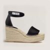 Hermes Women Tipoli Espadrille in Calfskin with Wrap-Around Ankle Strap-Black