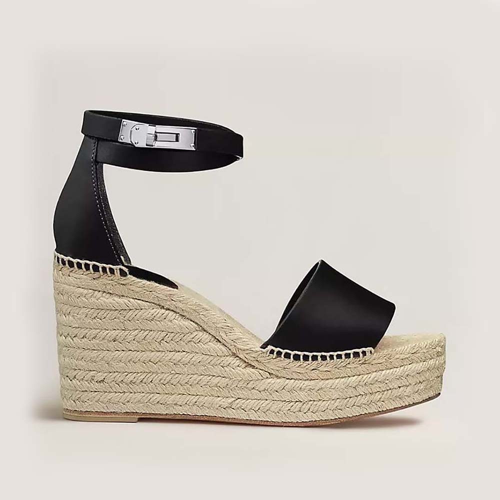 Hermes Women Tipoli Espadrille in Calfskin with Wrap-Around Ankle Strap ...