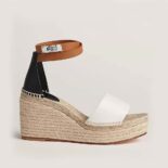 Hermes Women Tipoli Espadrille in Calfskin with Wrap-Around Ankle Strap-Brown
