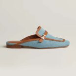 Hermes Women in H Canvas and Calfskin-Blue