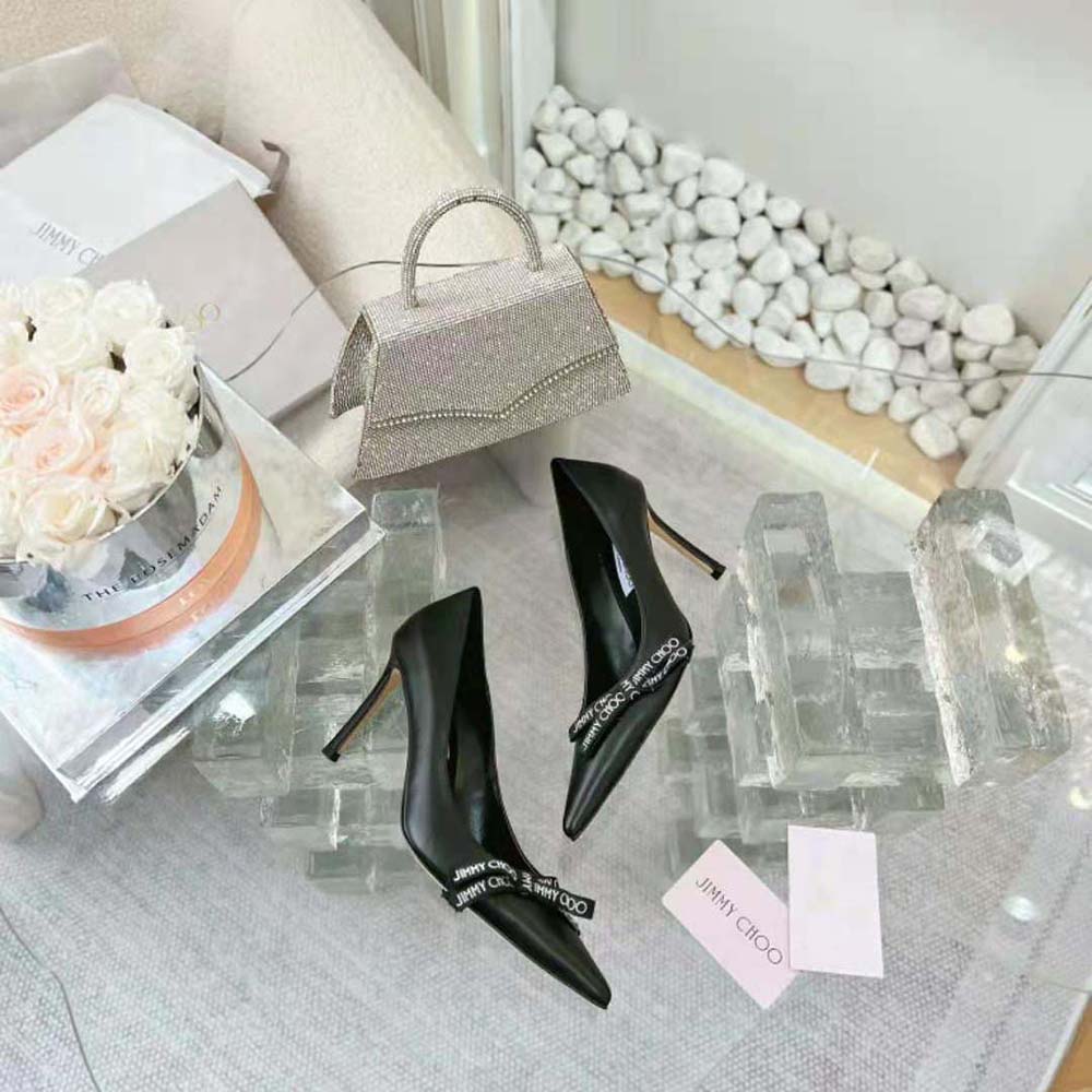 Jimmy Choo Women Romy 85 Black Nappa Leather Pumps with Jimmy Choo Bow 5 Jimmy Choo Women Romy 85 Black Nappa Leather Pumps with Jimmy Choo Bow - Image 5