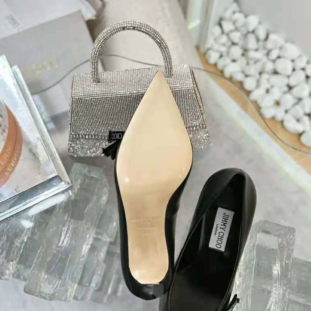 Jimmy Choo Women Romy 85 Black Nappa Leather Pumps with Jimmy Choo Bow 7 Jimmy Choo Women Romy 85 Black Nappa Leather Pumps with Jimmy Choo Bow - Image 7