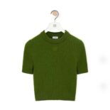Loewe Women Cropped Sweater in Cashmere-Forest Green