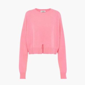 Miu Miu Women Cashmere Crew-Neck Sweater-Pink