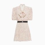 Miu Miu Women Crepe De Chine Mini-Dress with Heart Print