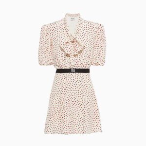 Miu Miu Women Crepe De Chine Mini-Dress with Heart Print