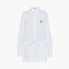 Miu Miu Women Poplin Mini-Dress with Embroidered Logo