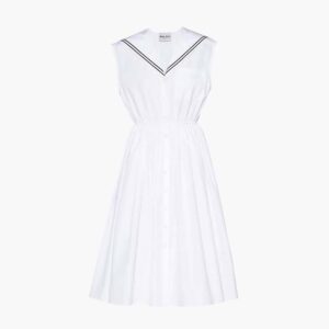 Miu Miu Women Sailor Poplin Dress with Embroidered Logo