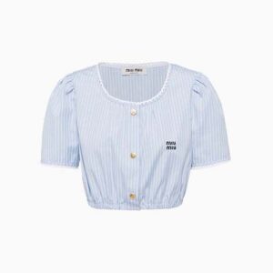 Miu Miu Women Striped Chambray Crop Top