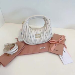 Miu Miu Women Wander Matelassé Nappa Leather Hobo Mini-Bag