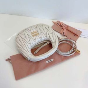 Miu Miu Women Wander Matelassé Nappa Leather Hobo Mini-Bag