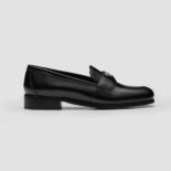 Prada Women Brushed Leather Loafers-Black