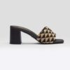 Prada Women Embroidered Fabric Sandals-Black