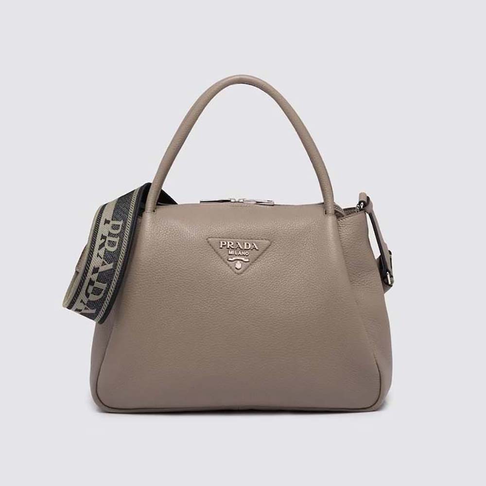 Prada Women Large Leather HandbagGray