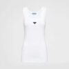 Prada Women Ribbed Knit Jersey Tank Top-White