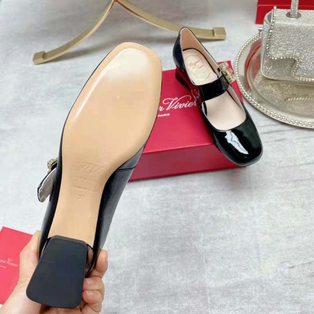 Roger Vivier Women Très Vivier Rhinestone Buckle Babies Pumps-Black 10 Roger Vivier Women Très Vivier Rhinestone Buckle Babies Pumps-Black - Image 10
