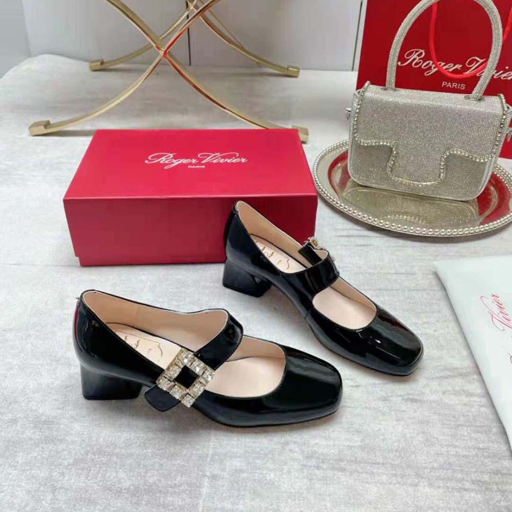 Roger Vivier Women Très Vivier Rhinestone Buckle Babies Pumps-Black 2 Roger Vivier Women Très Vivier Rhinestone Buckle Babies Pumps-Black - Image 2
