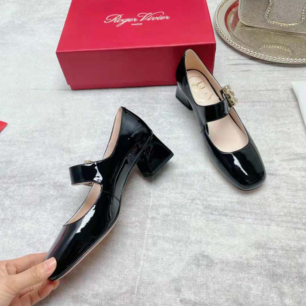 Roger Vivier Women Très Vivier Rhinestone Buckle Babies Pumps-Black 6 Roger Vivier Women Très Vivier Rhinestone Buckle Babies Pumps-Black - Image 6