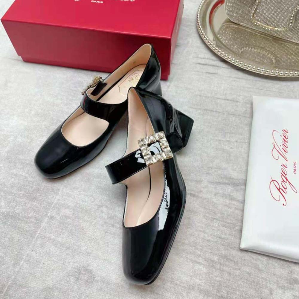 Roger Vivier Women Très Vivier Rhinestone Buckle Babies Pumps-Black 5 Roger Vivier Women Très Vivier Rhinestone Buckle Babies Pumps-Black - Image 5