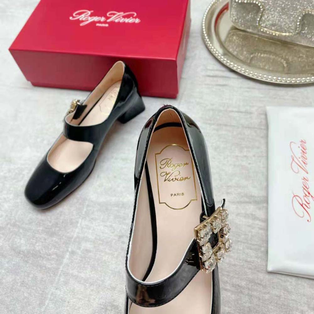 Roger Vivier Women Très Vivier Rhinestone Buckle Babies Pumps-Black 7 Roger Vivier Women Très Vivier Rhinestone Buckle Babies Pumps-Black - Image 7