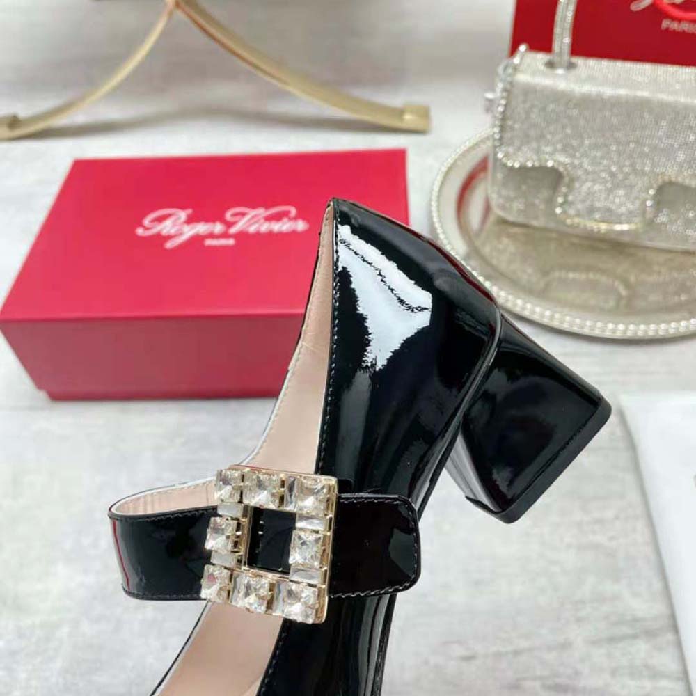 Roger Vivier Women Très Vivier Rhinestone Buckle Babies Pumps-Black 9 Roger Vivier Women Très Vivier Rhinestone Buckle Babies Pumps-Black - Image 9