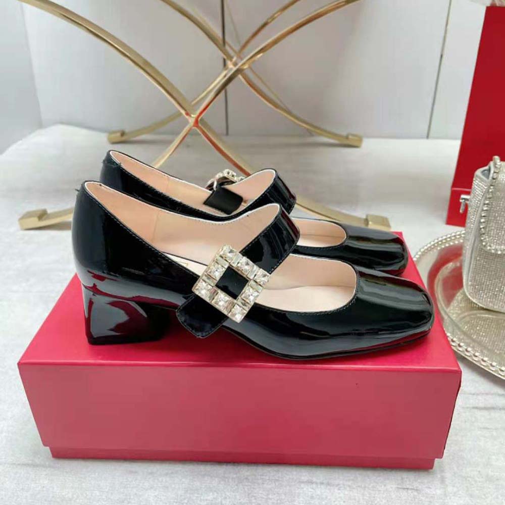 Roger Vivier Women Très Vivier Rhinestone Buckle Babies Pumps-Black 3 Roger Vivier Women Très Vivier Rhinestone Buckle Babies Pumps-Black - Image 3