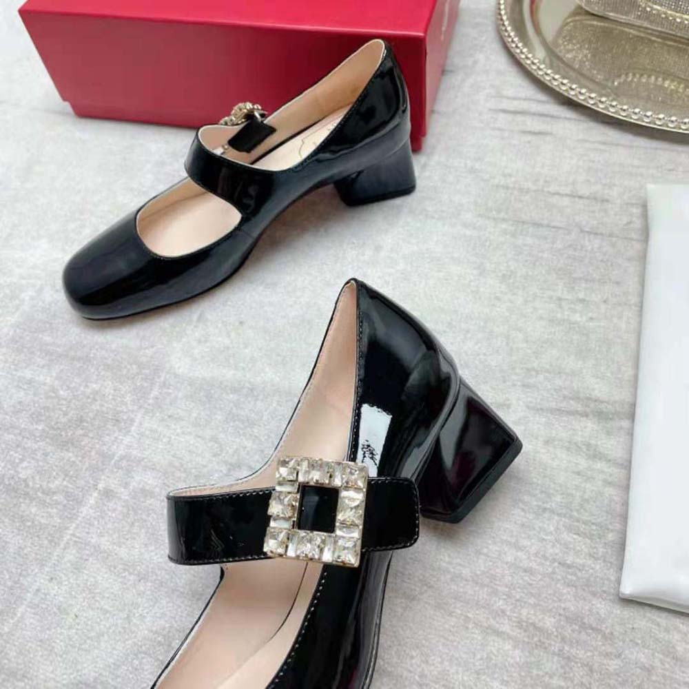 Roger Vivier Women Très Vivier Rhinestone Buckle Babies Pumps-Black 8 Roger Vivier Women Très Vivier Rhinestone Buckle Babies Pumps-Black - Image 8