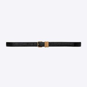 Saint Laurent YSL Women Hublot Loop Belt in Crocodile-Embossed Leather