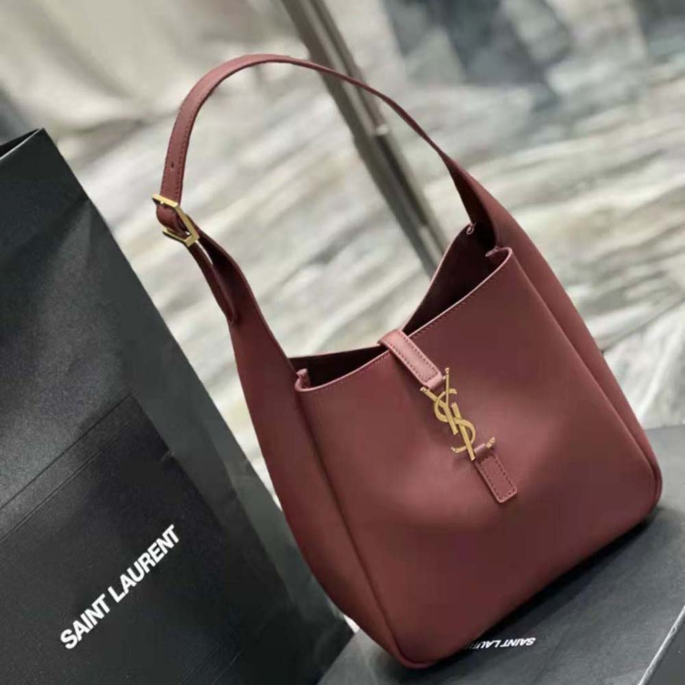 Saint Laurent YSL Women Le 5 à 7 Soft Small in Smooth Leather-Maroon 3 Saint Laurent YSL Women Le 5 à 7 Soft Small in Smooth Leather-Maroon - Image 3