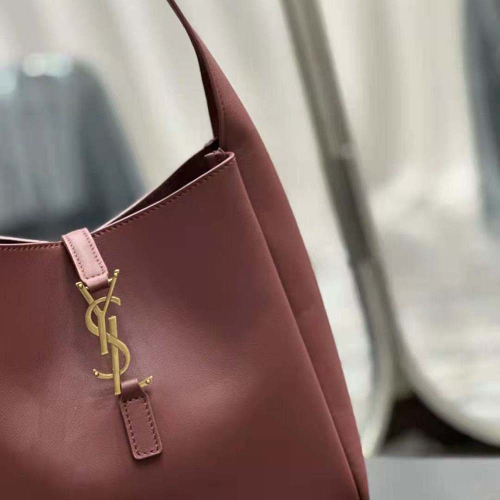 Saint Laurent YSL Women Le 5 à 7 Soft Small in Smooth Leather-Maroon 8 Saint Laurent YSL Women Le 5 à 7 Soft Small in Smooth Leather-Maroon - Image 8