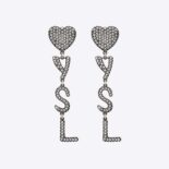 Saint Laurent YSL Women Opyum YSL Heart Earrings in Metal and Crystal