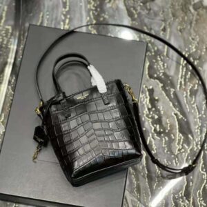 SAINT LAURENT Toy mini croc-effect leather tote