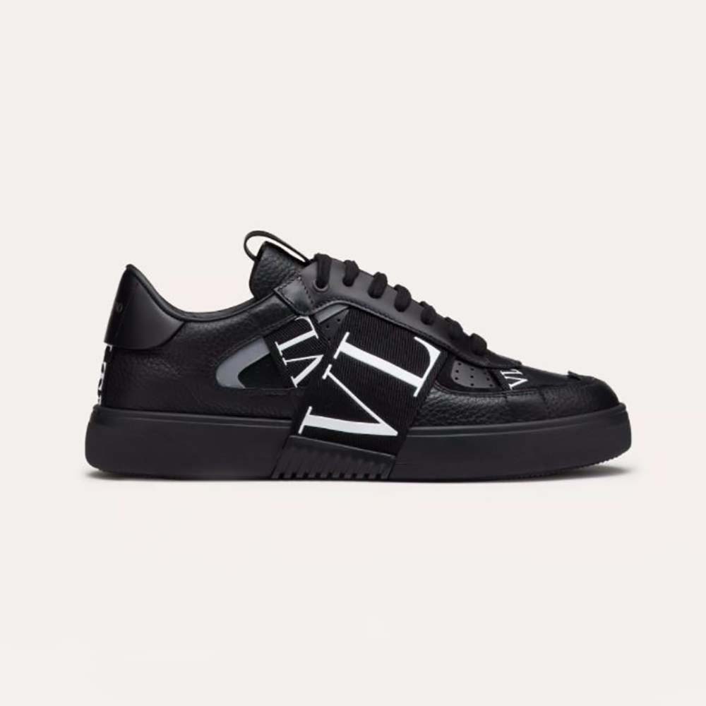 Valentino Men Low-Top Calfskin VL7N Sneaker with Bands-Black