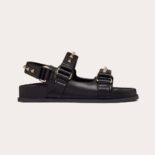 Valentino Women Rockstud Flat Sandal in Nappa Leather-Black